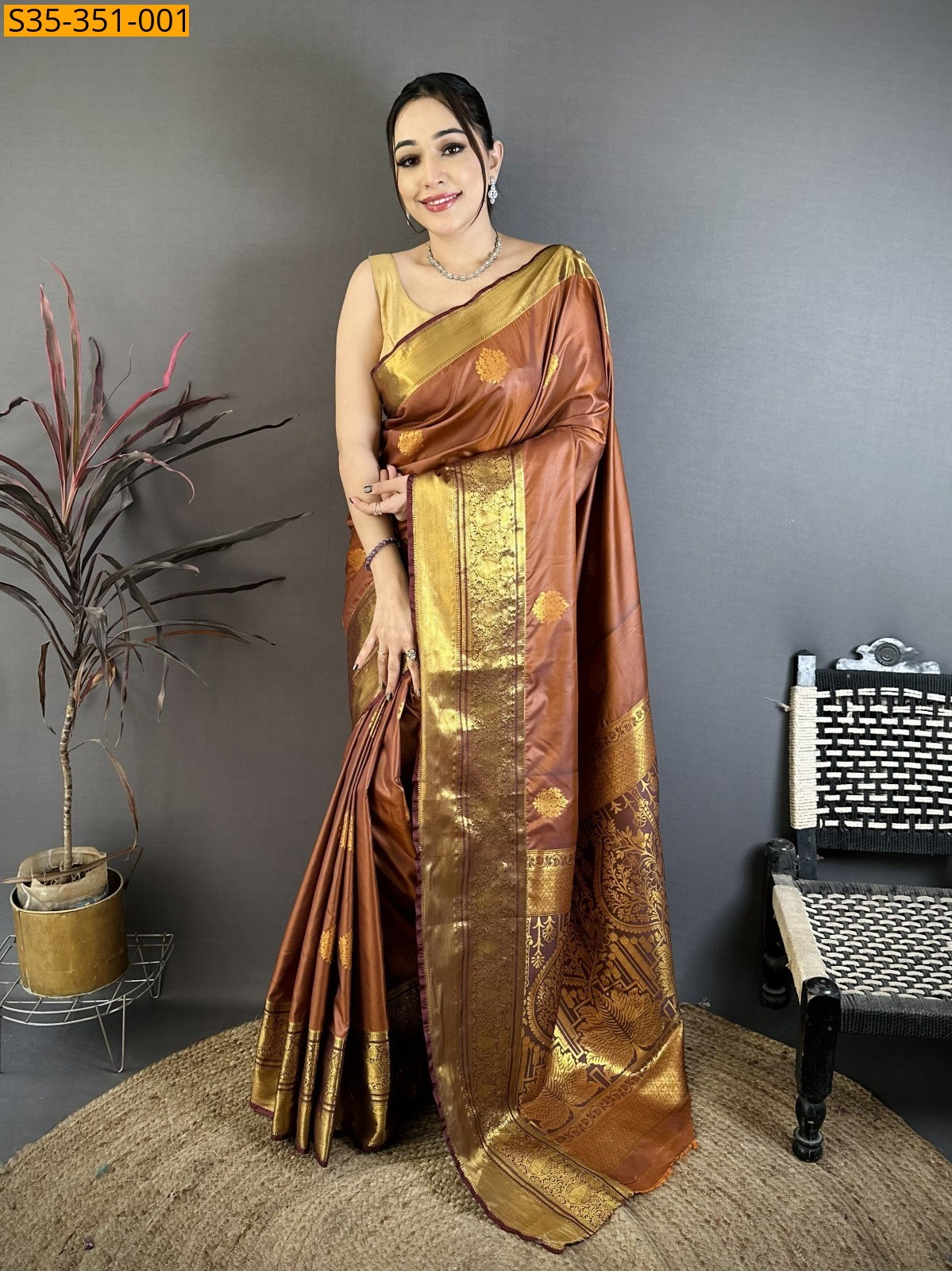 Brown Raw Mango Soft Silk Sarees