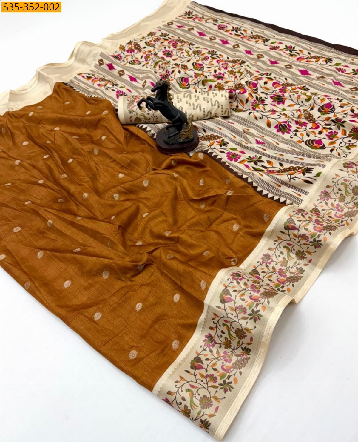 Fancy Tusser Silk Sarees - Musterd Yellow