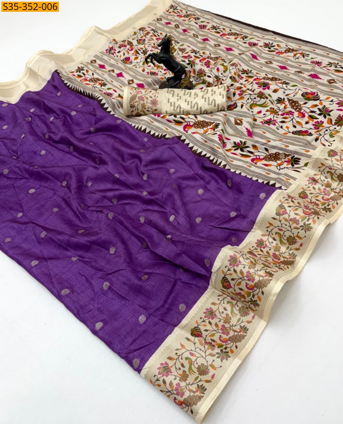 Violet Fancy Tusser Silk Sarees