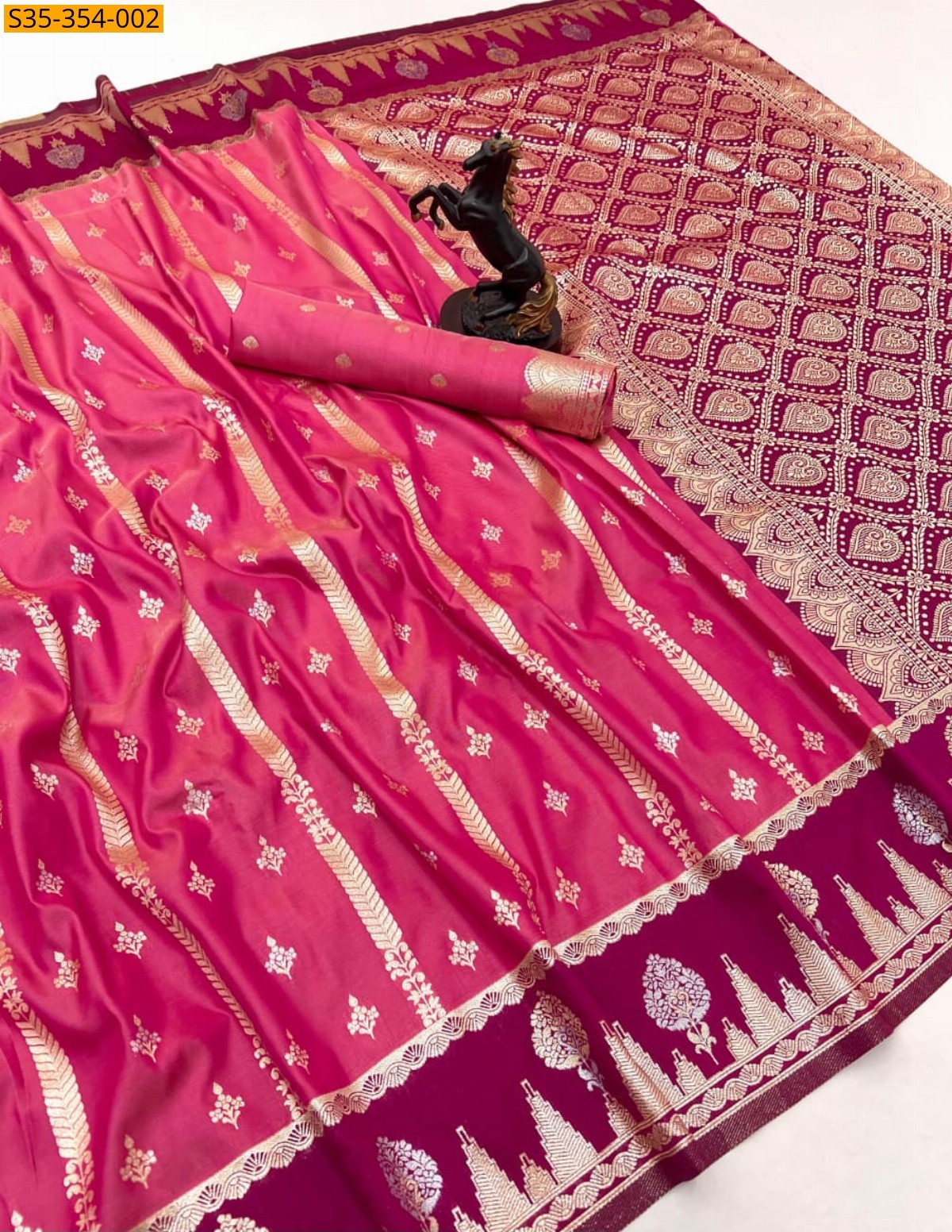 Peach Banarasi Soft Silk Sarees
