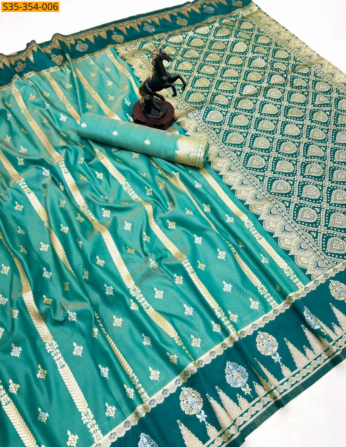 Green Banarasi Soft Silk Sarees