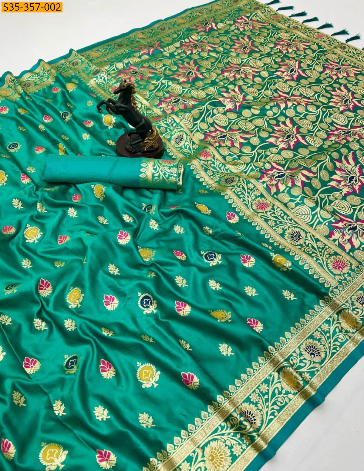 Rama Green Banarasi Silk Saree