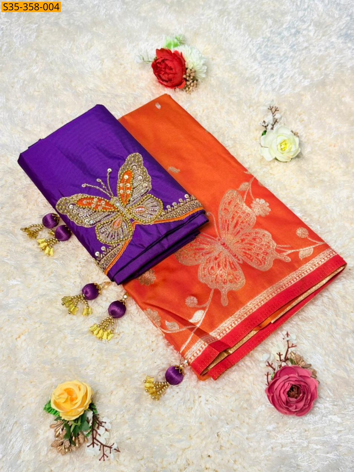 Orange Soft Silk Paithani Sarees