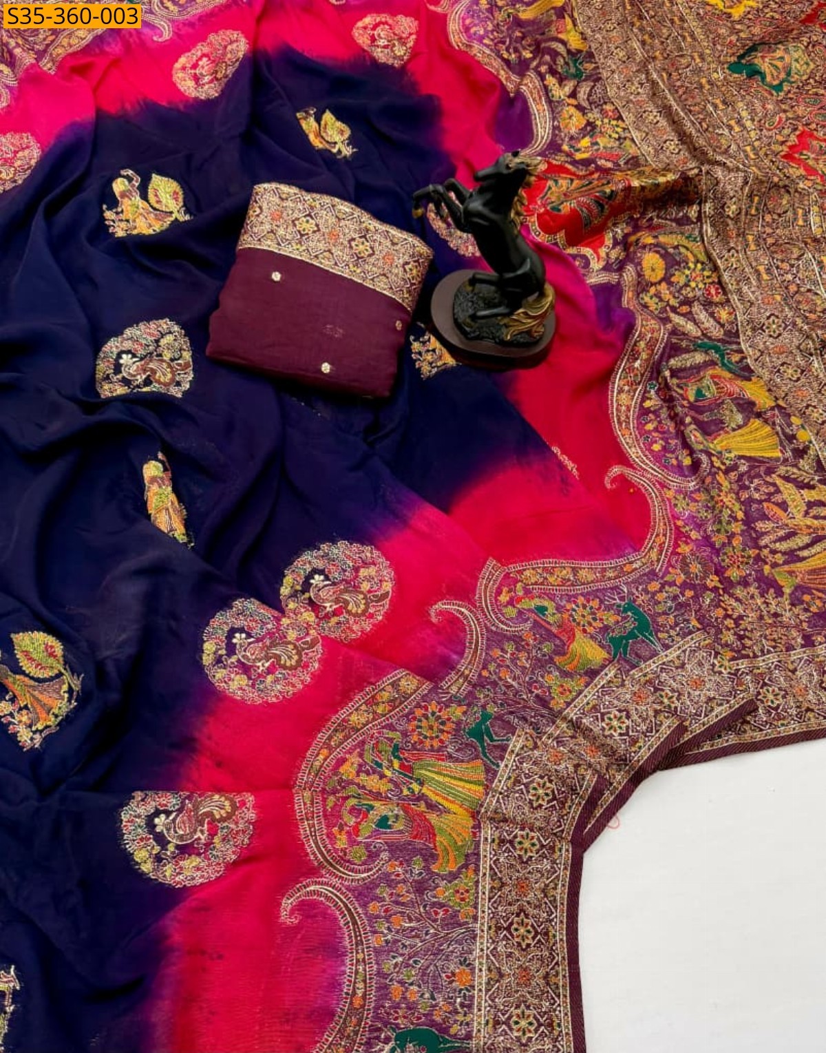 Blue Premium Pashmina Silk Sarees