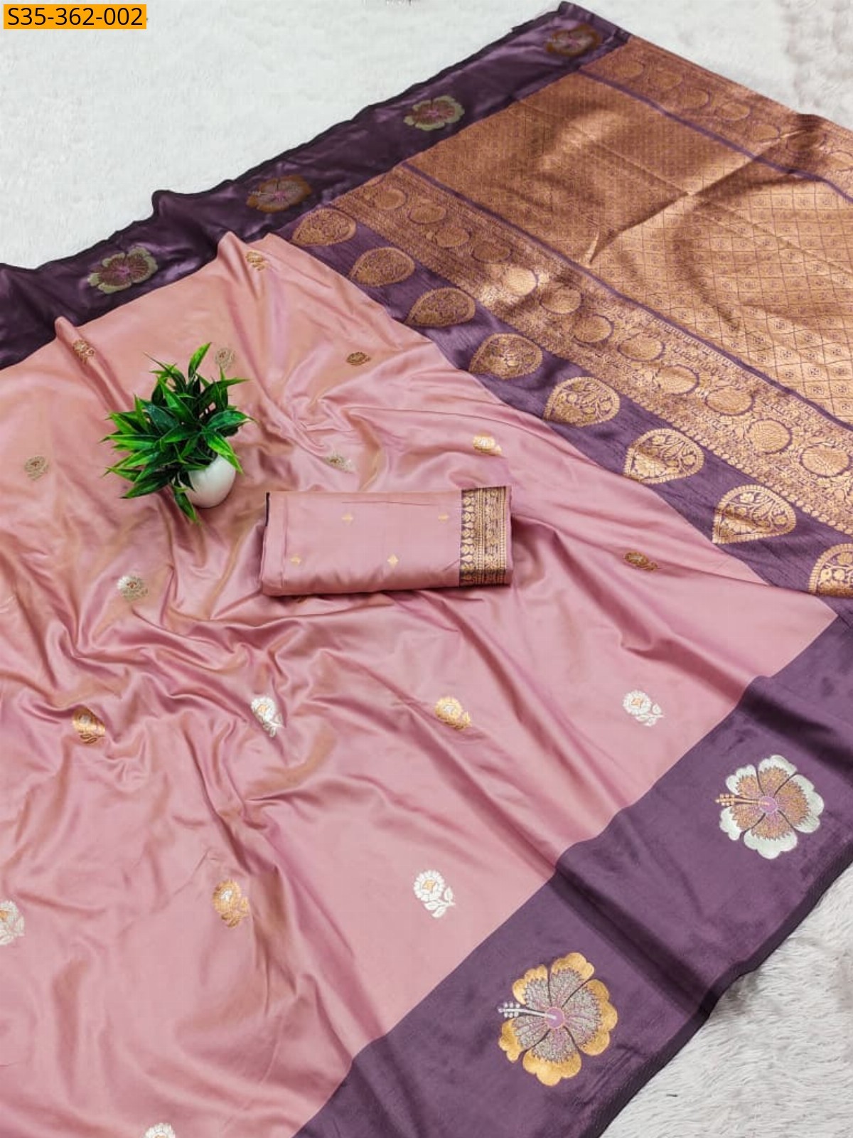 Onion Pink Soft Silk Sarees