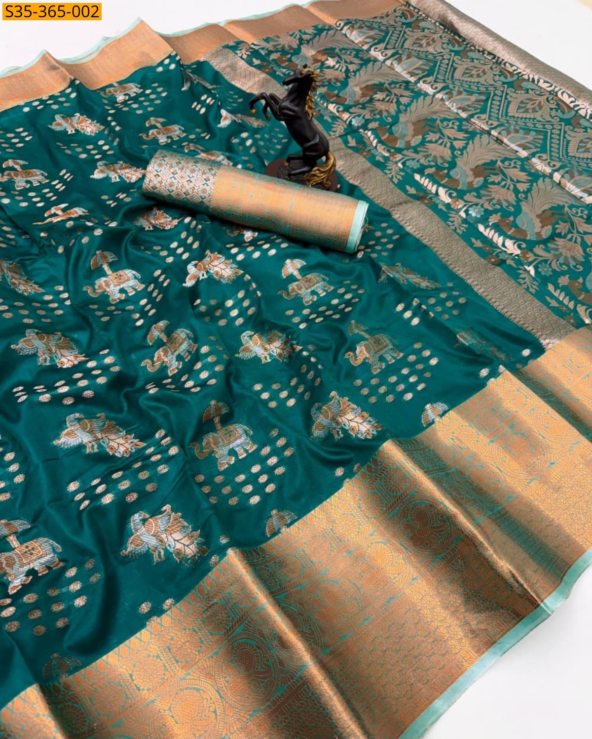 Green Raw Mango Silk Saree