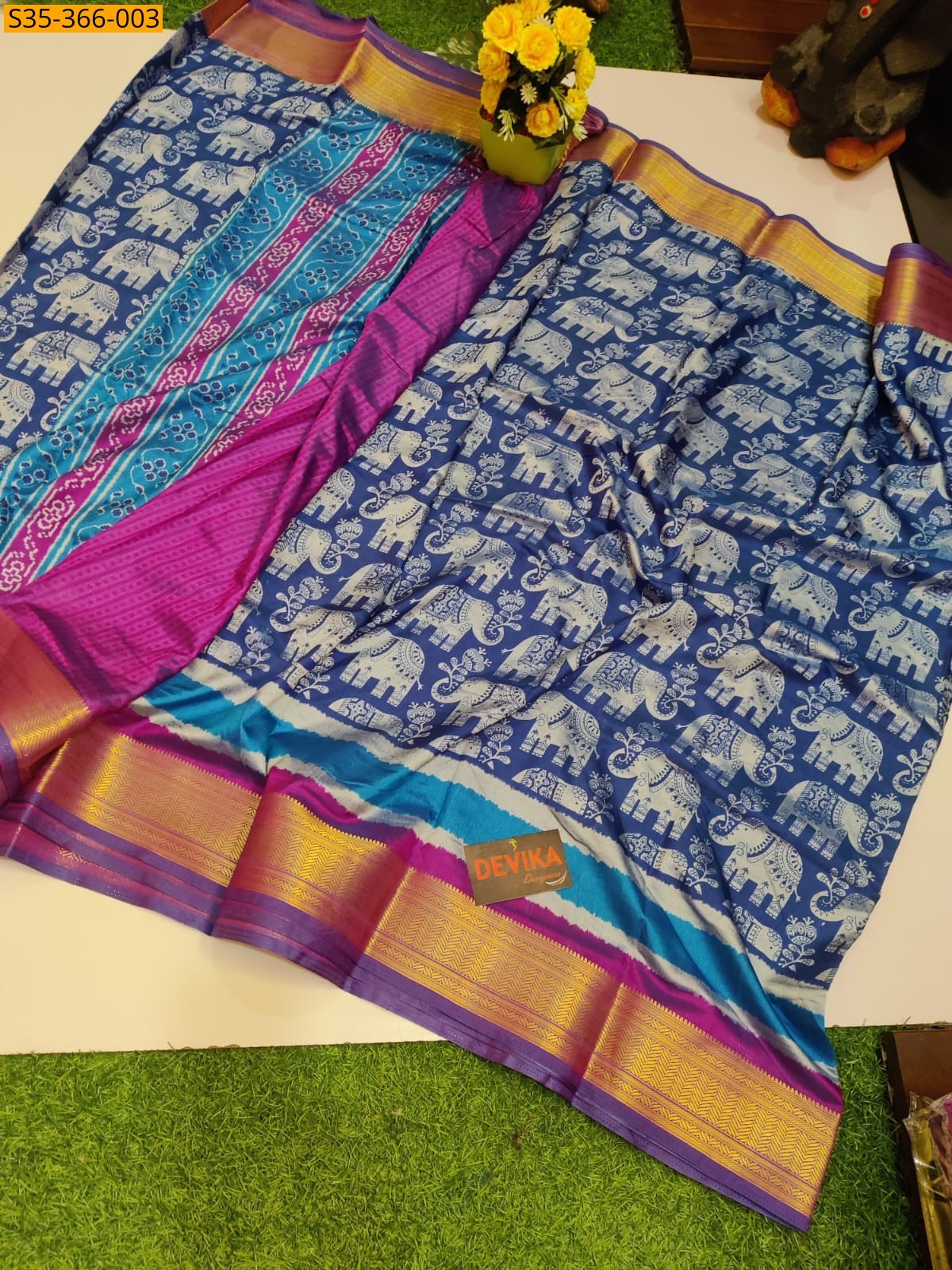 Blue Mysore Silk Dupia Pattu Saree