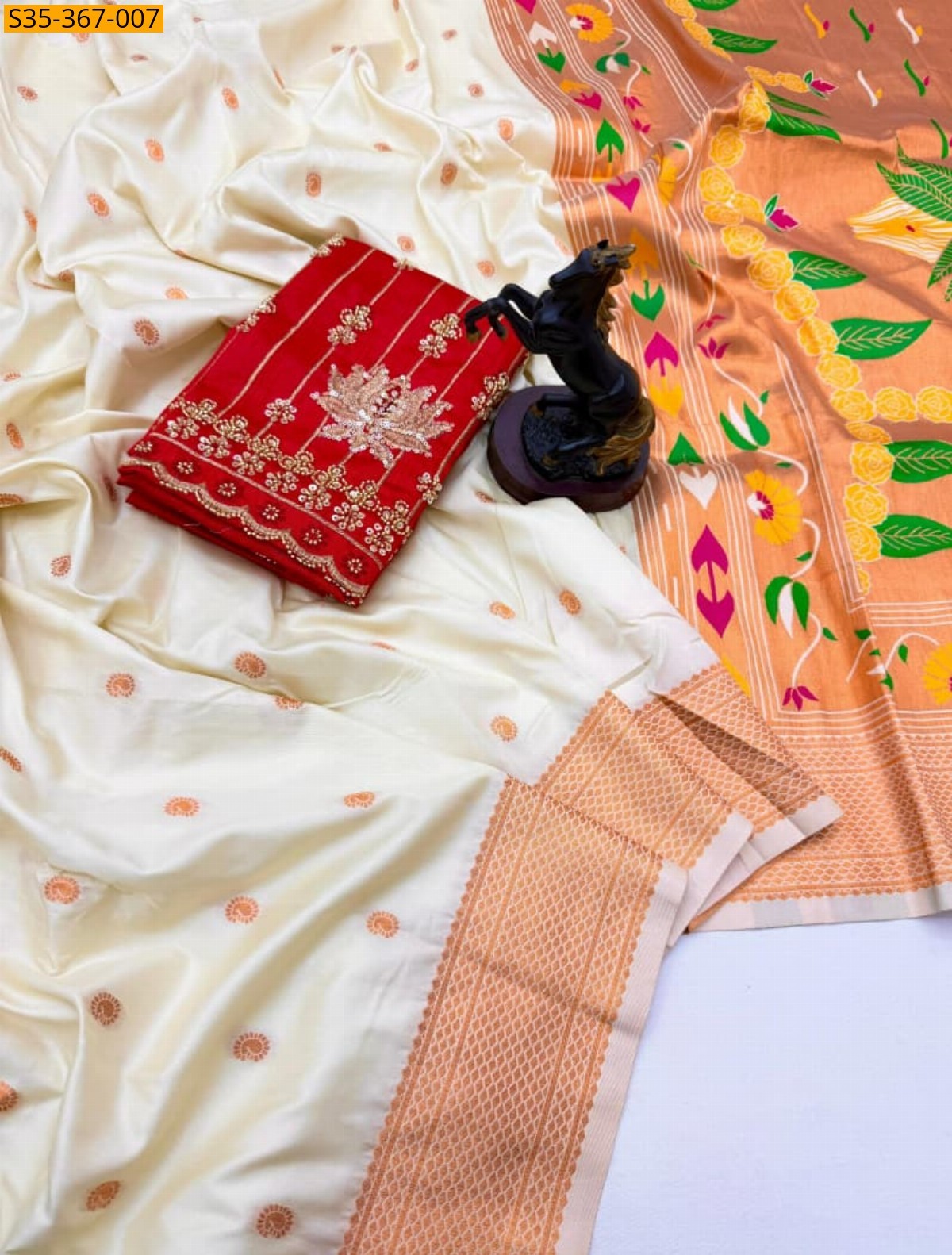 Half White Premium Soft Silk Saree