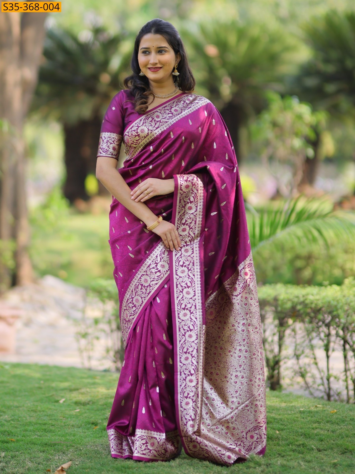 Wine Fancy Banarasi Silk Saree
