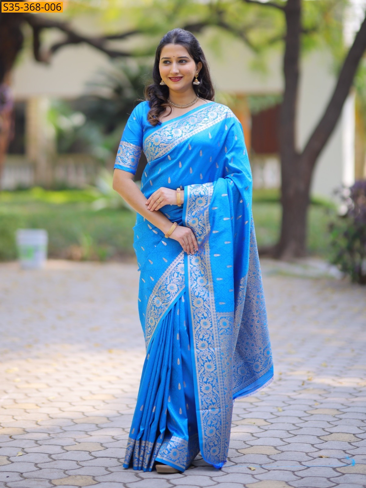 Blue Fancy Banarasi Silk Saree
