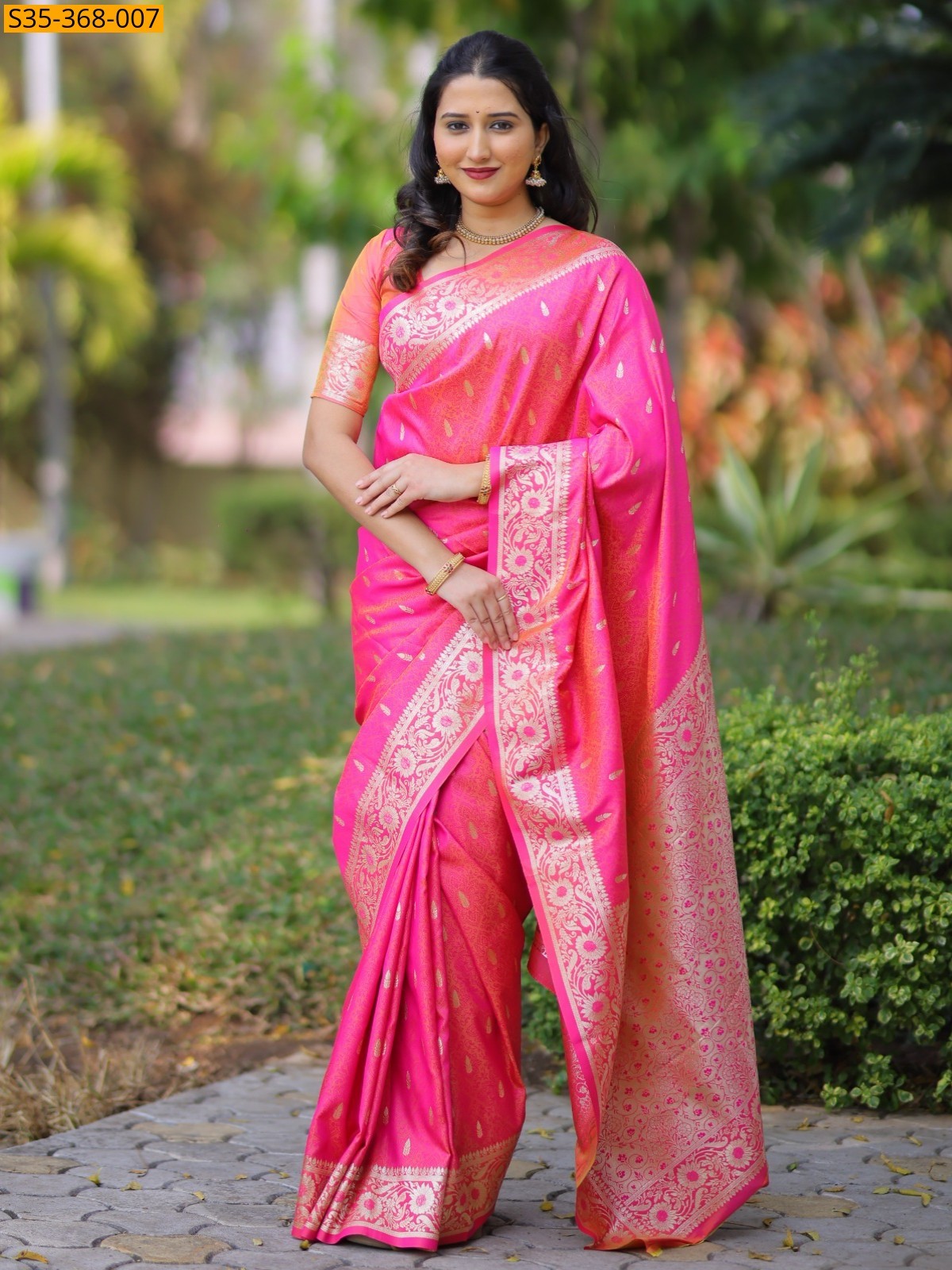 Peach Fancy Banarasi Silk Saree