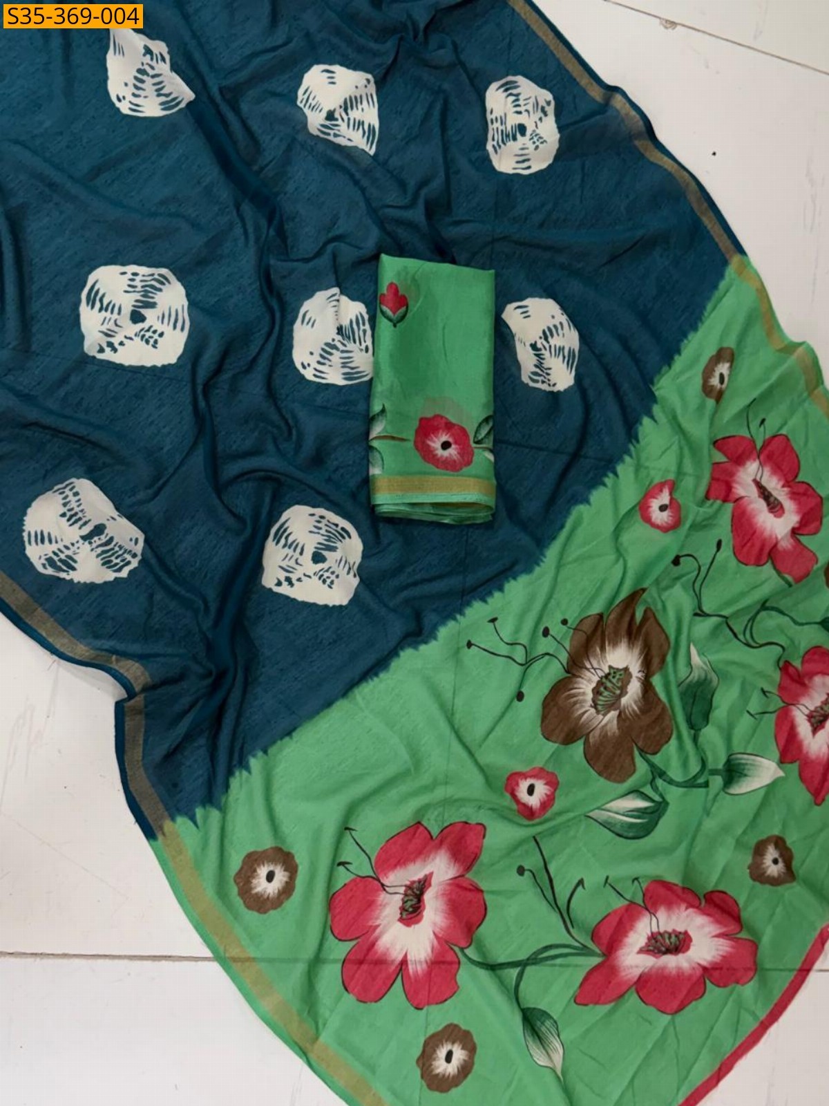 Morpitch Fancy Linen Saree