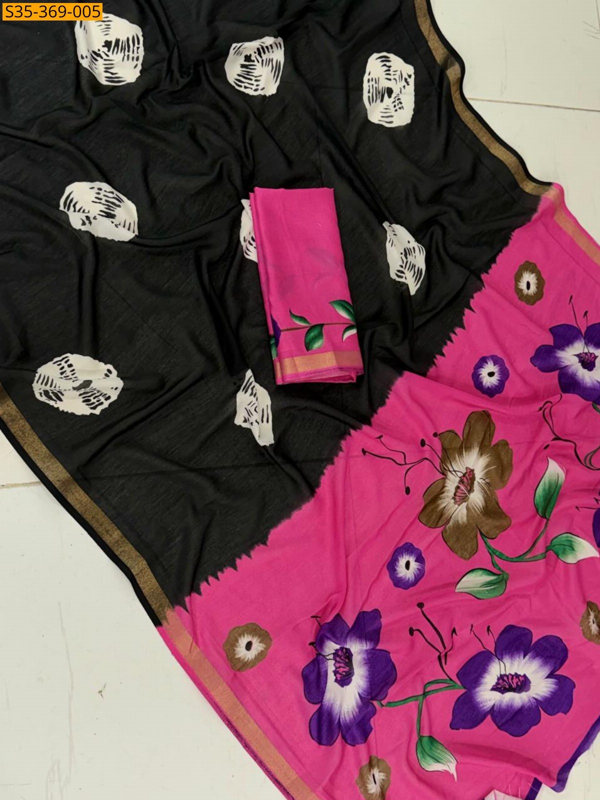 Black Fancy Linen Saree