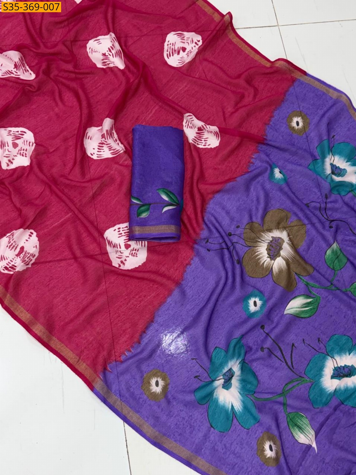 Pink Fancy Linen Saree