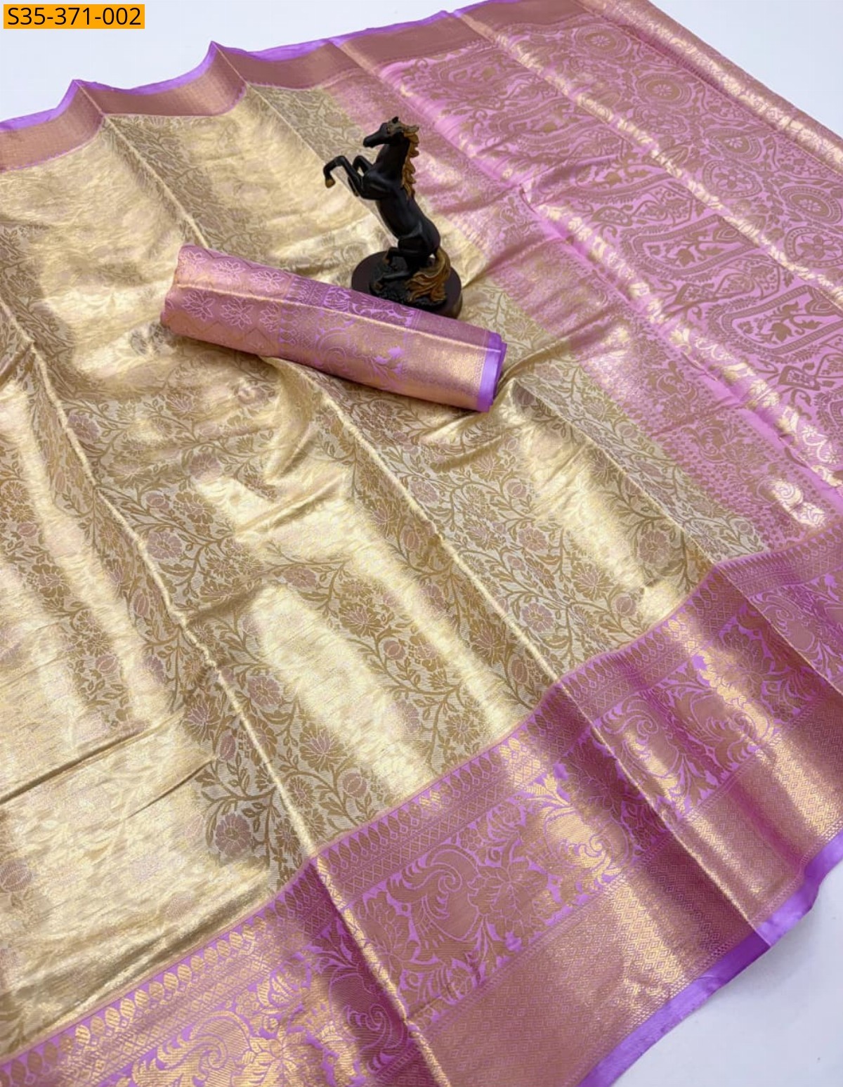 Half White With Lavender Fancy Kanchipuram Silk Saree