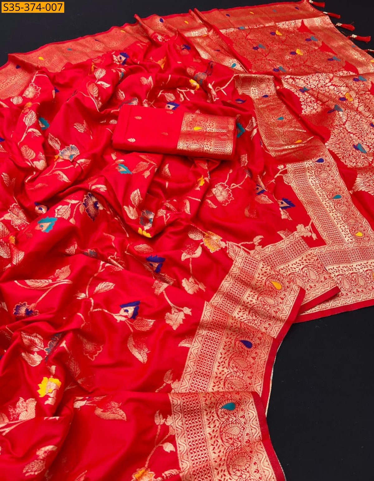 Red Fancy Potalo Soft Silk Saree