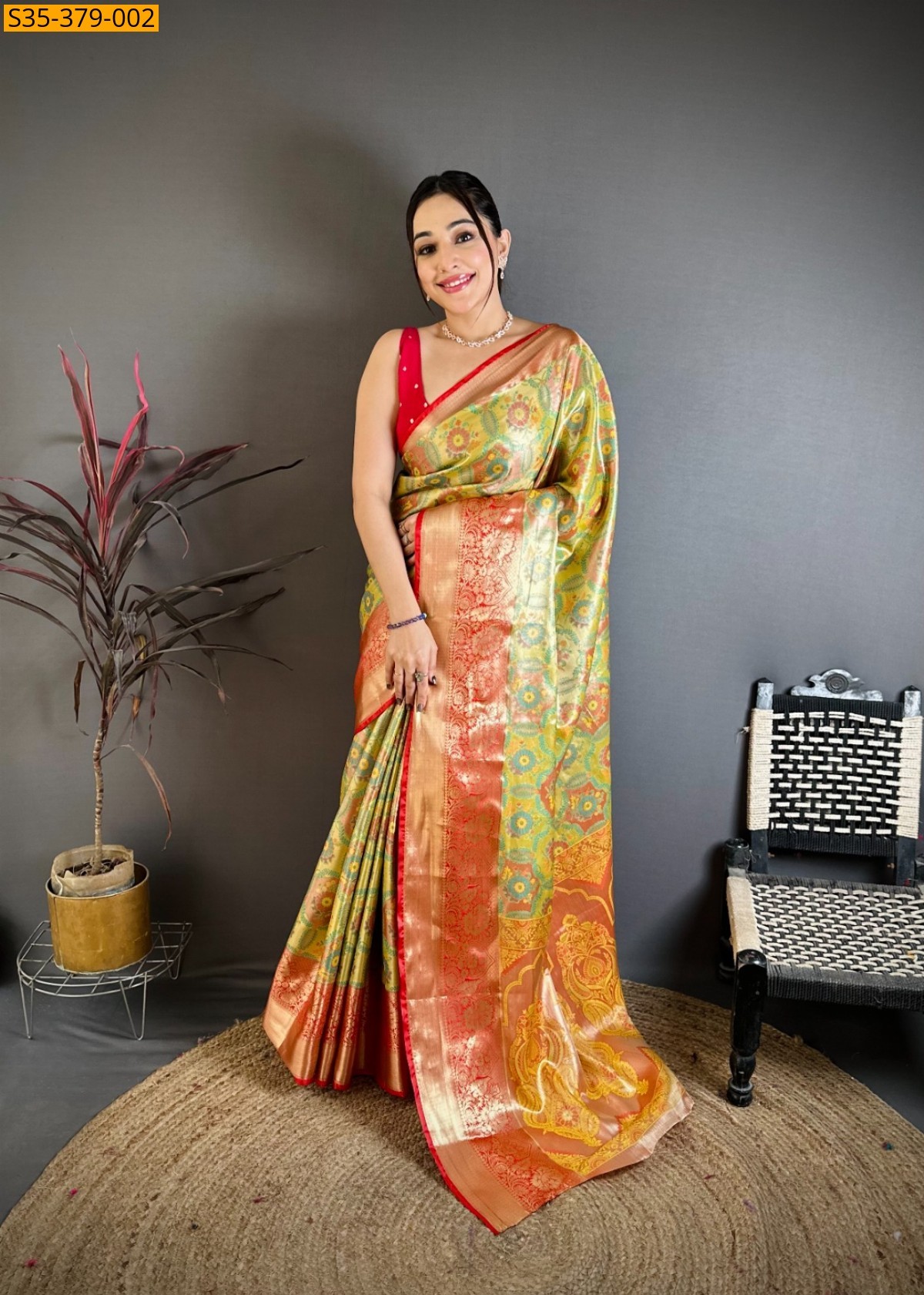 Green Fancy Bridal Kanjivaram Semi Silk Saree