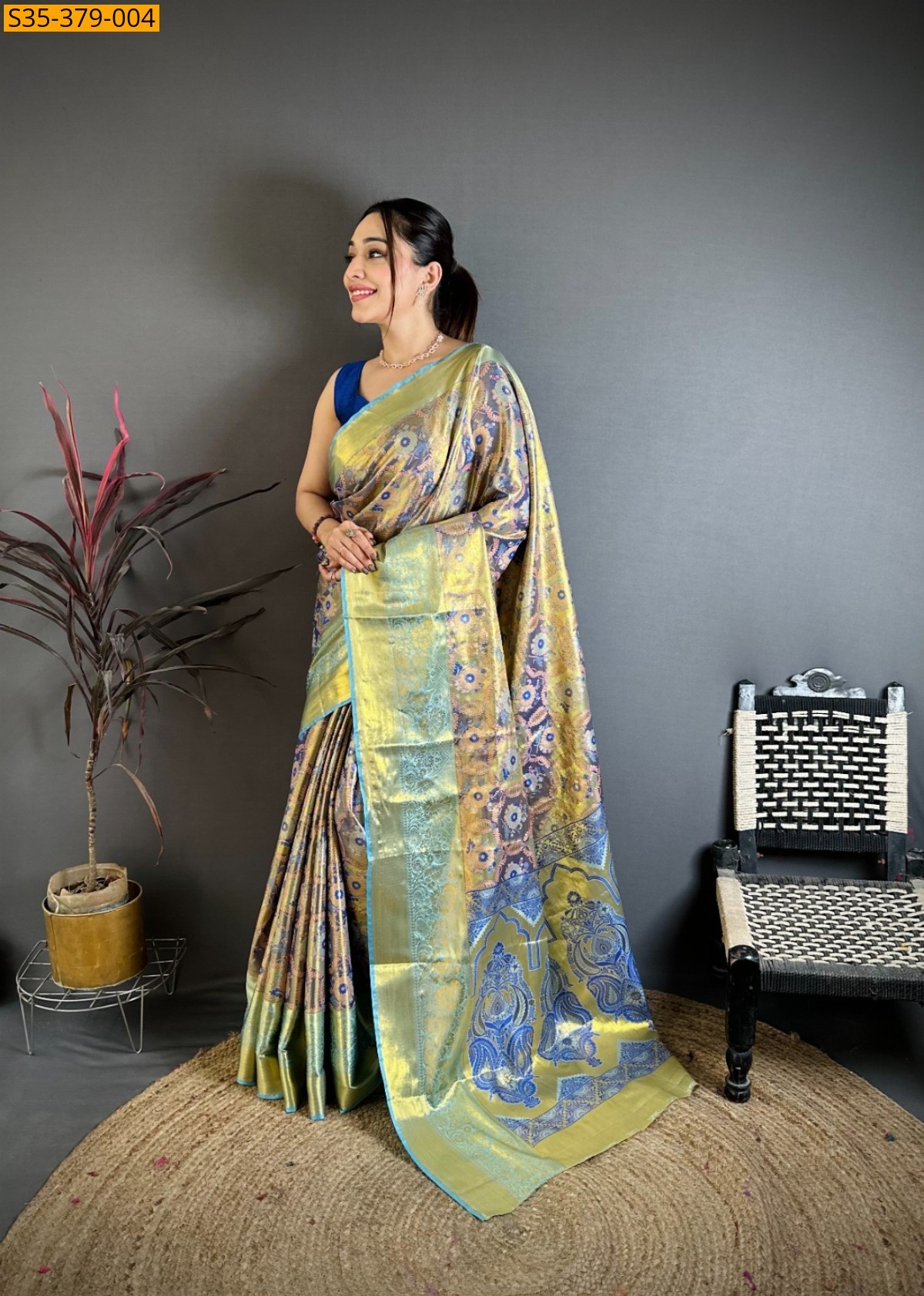 Blue Fancy Bridal Kanjivaram Semi Silk Saree