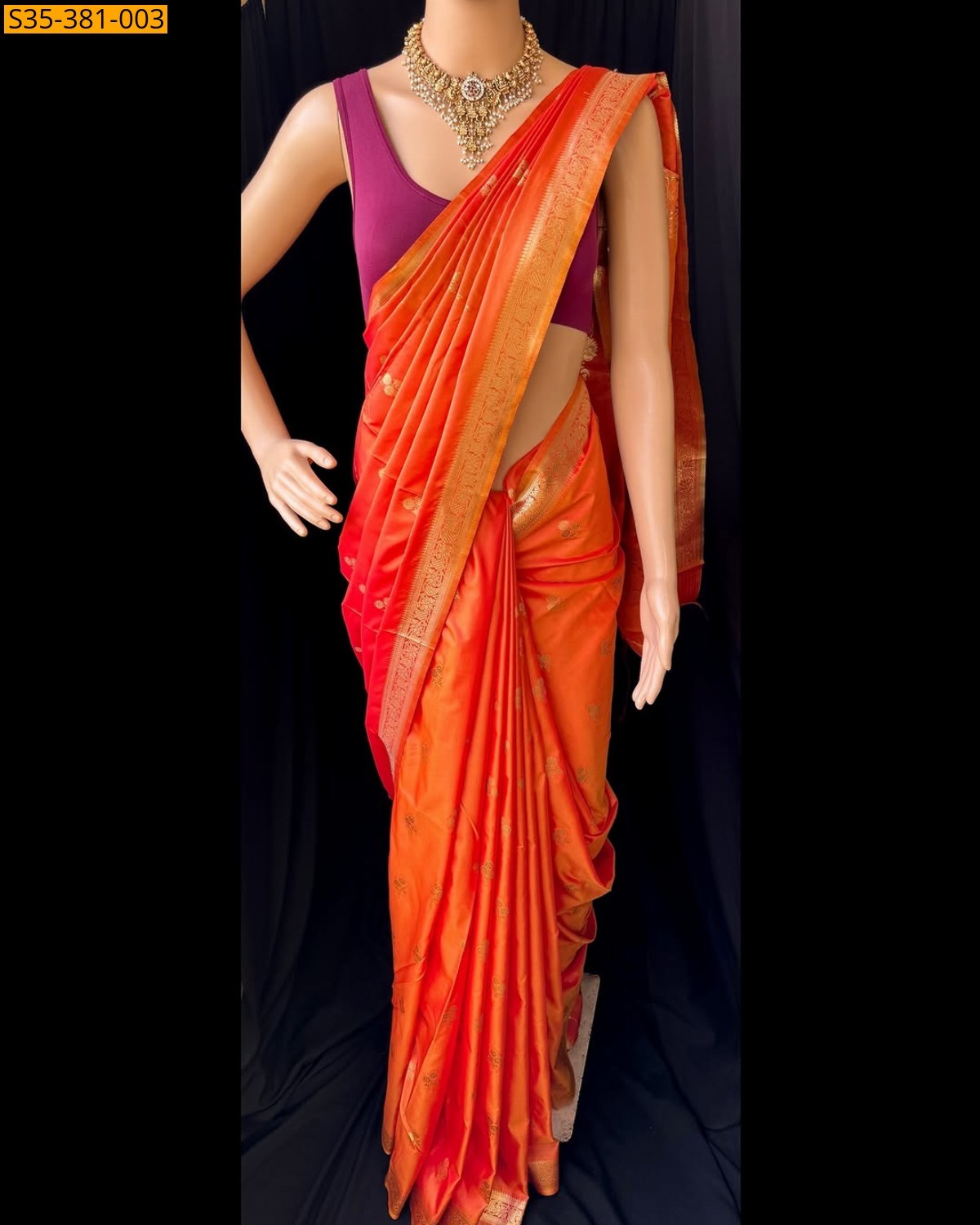 Orange Fancy Soft Banarasi Silk Saree