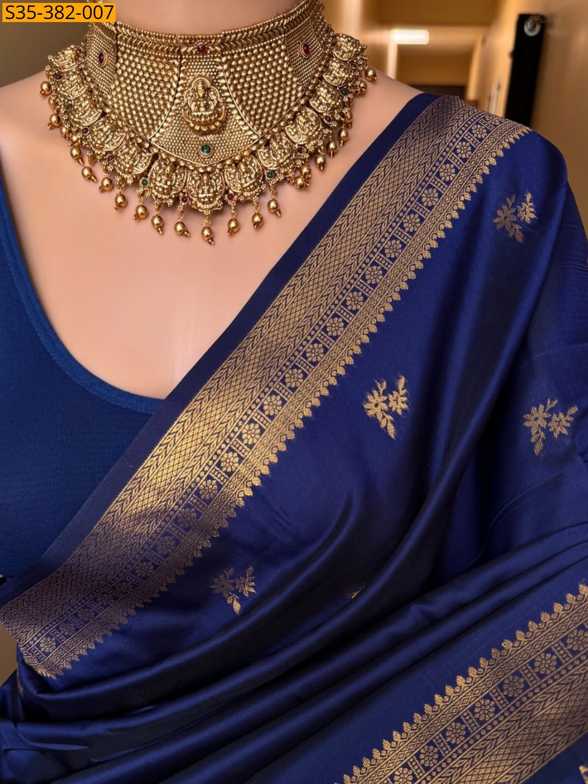 Navy Blue Fancy Soft banarasi silk saree