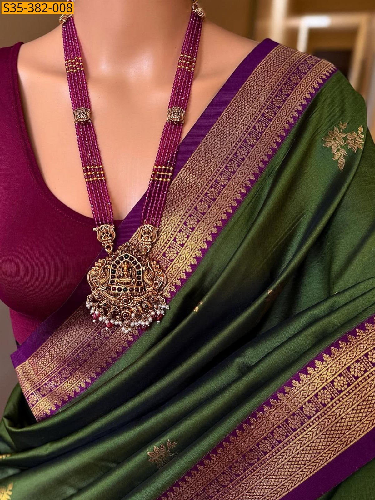 Green Fancy Soft banarasi silk saree