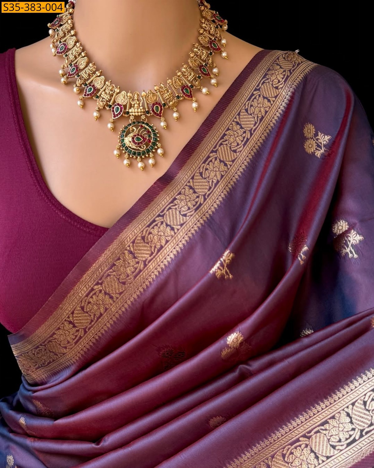 Wine Fancy Soft banarasi silk saree