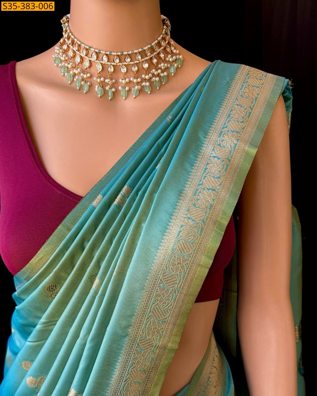 Green Fancy Soft banarasi silk saree