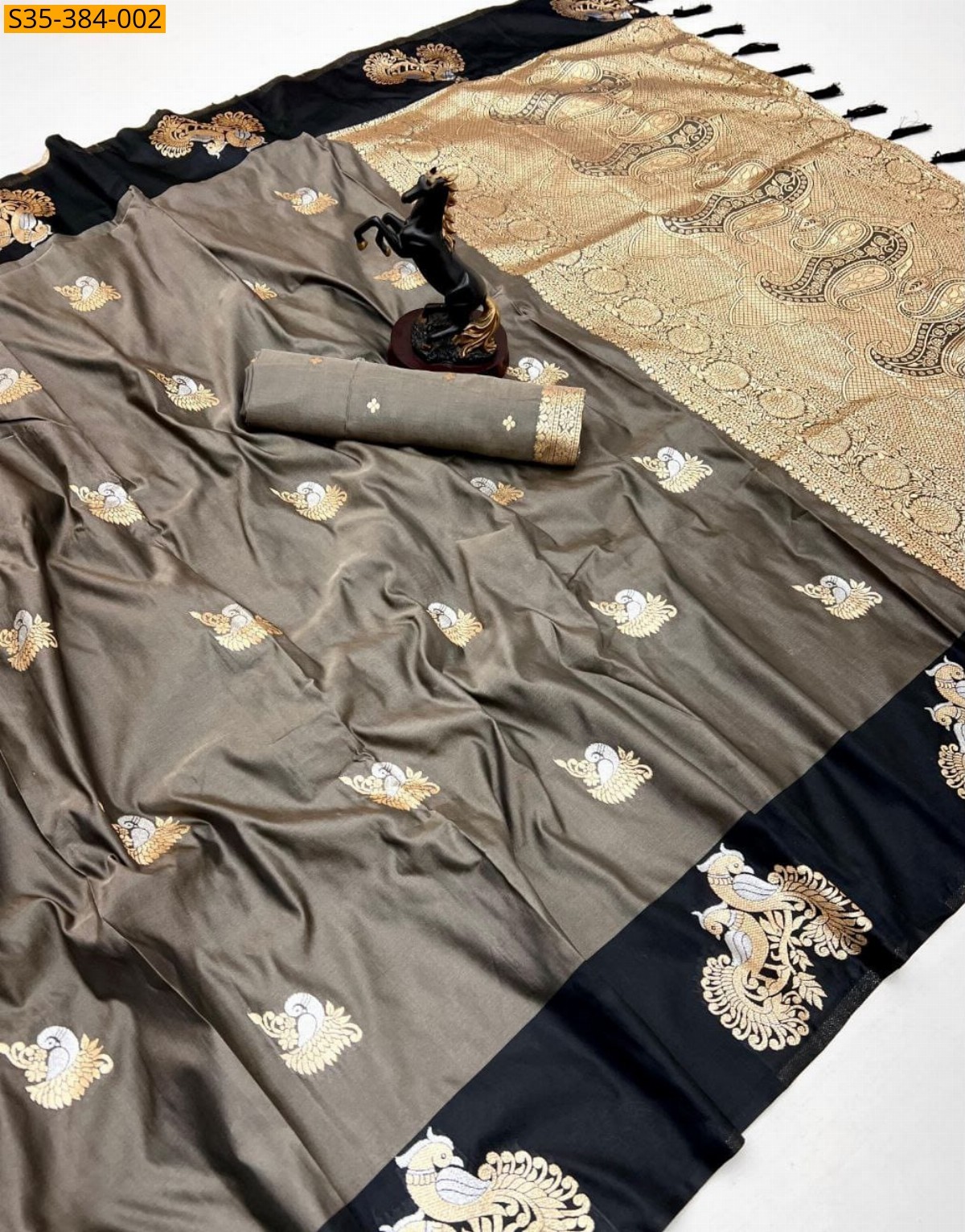 Gray Fancy Soft Silk Saree