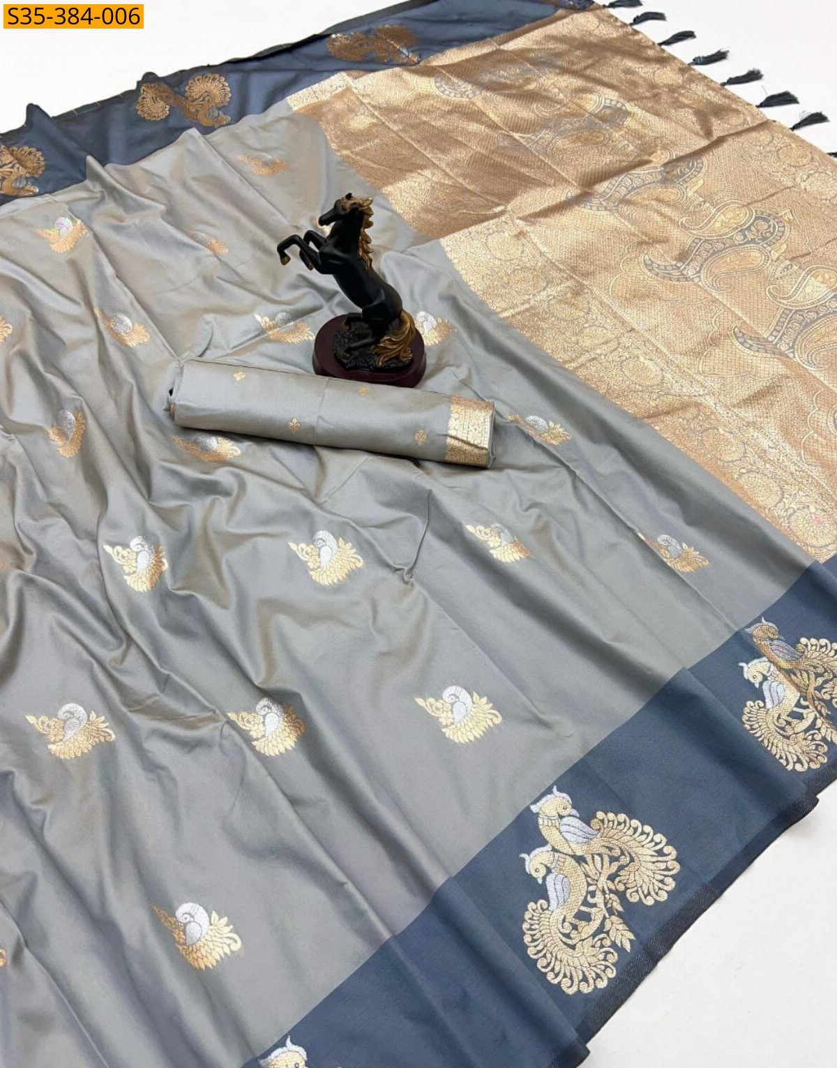Gray Fancy Soft Silk Saree