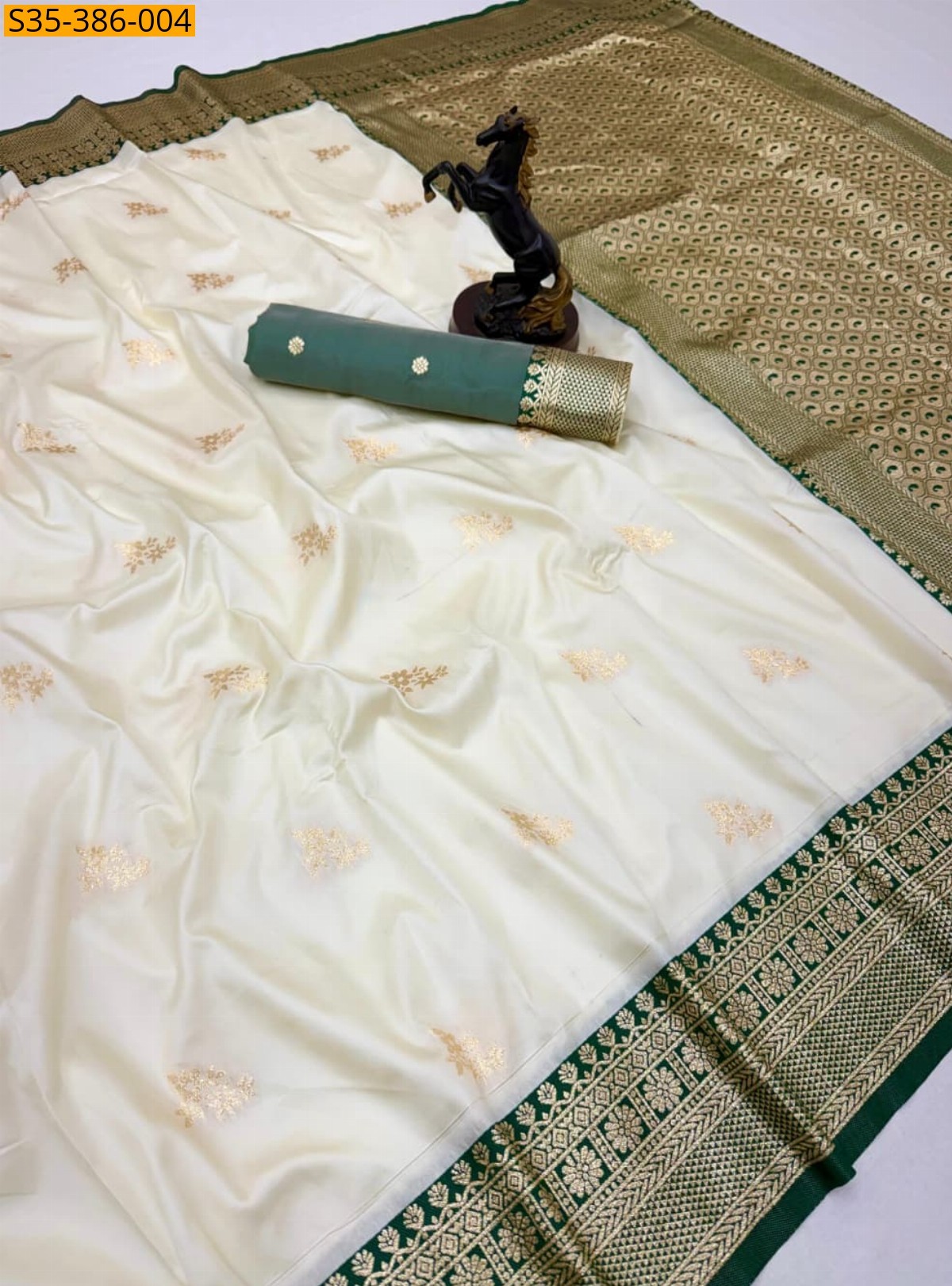 Half White Fancy banarasi silk saree