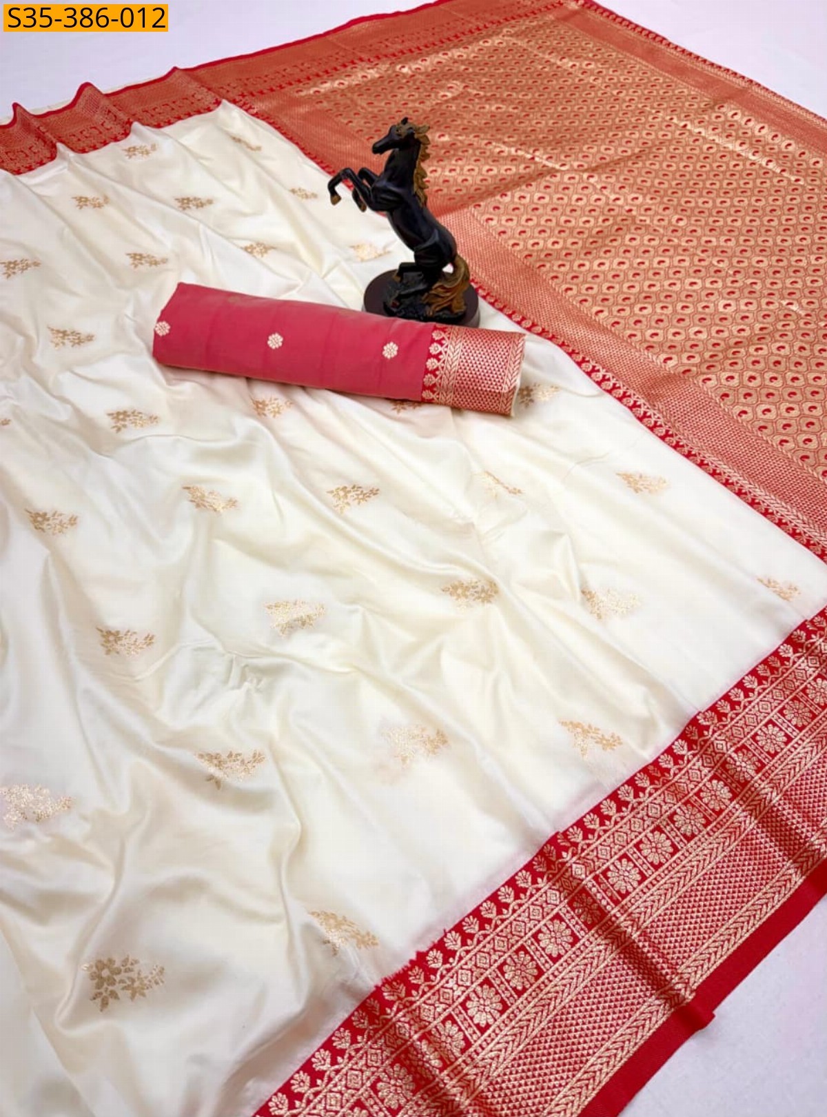 Half White Fancy banarasi silk saree