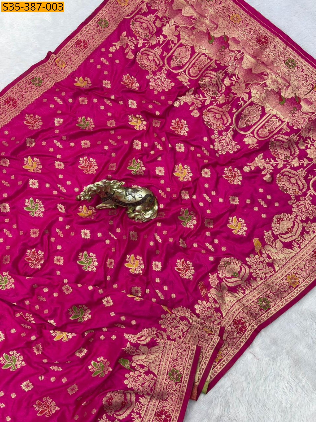 Pink Fancy Banarasi Khadi Georgette Silk saree