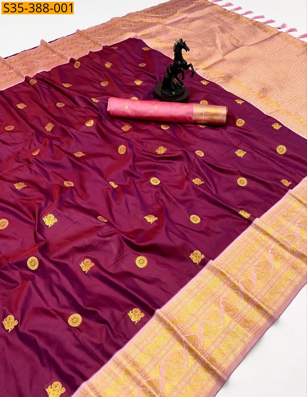 Burgundy Fancy Soft silk saree