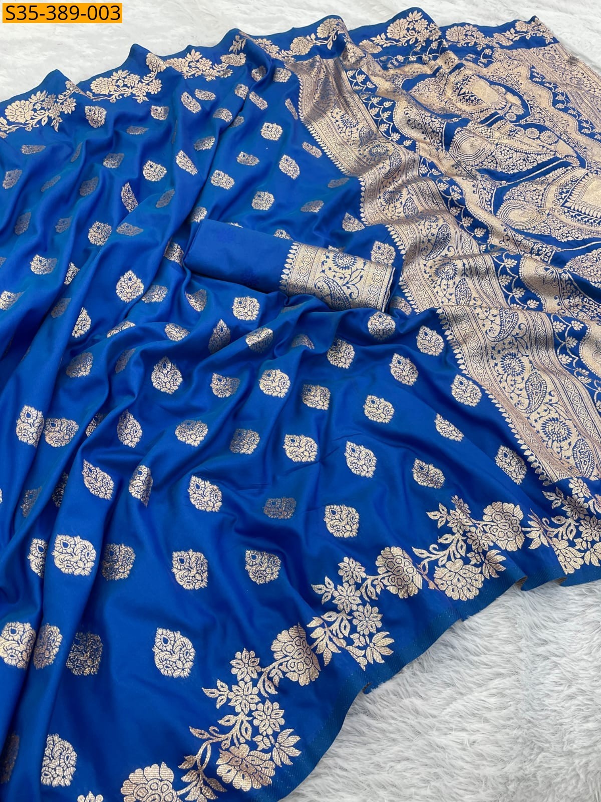 Blue Fancy banarasi silk saree saree
