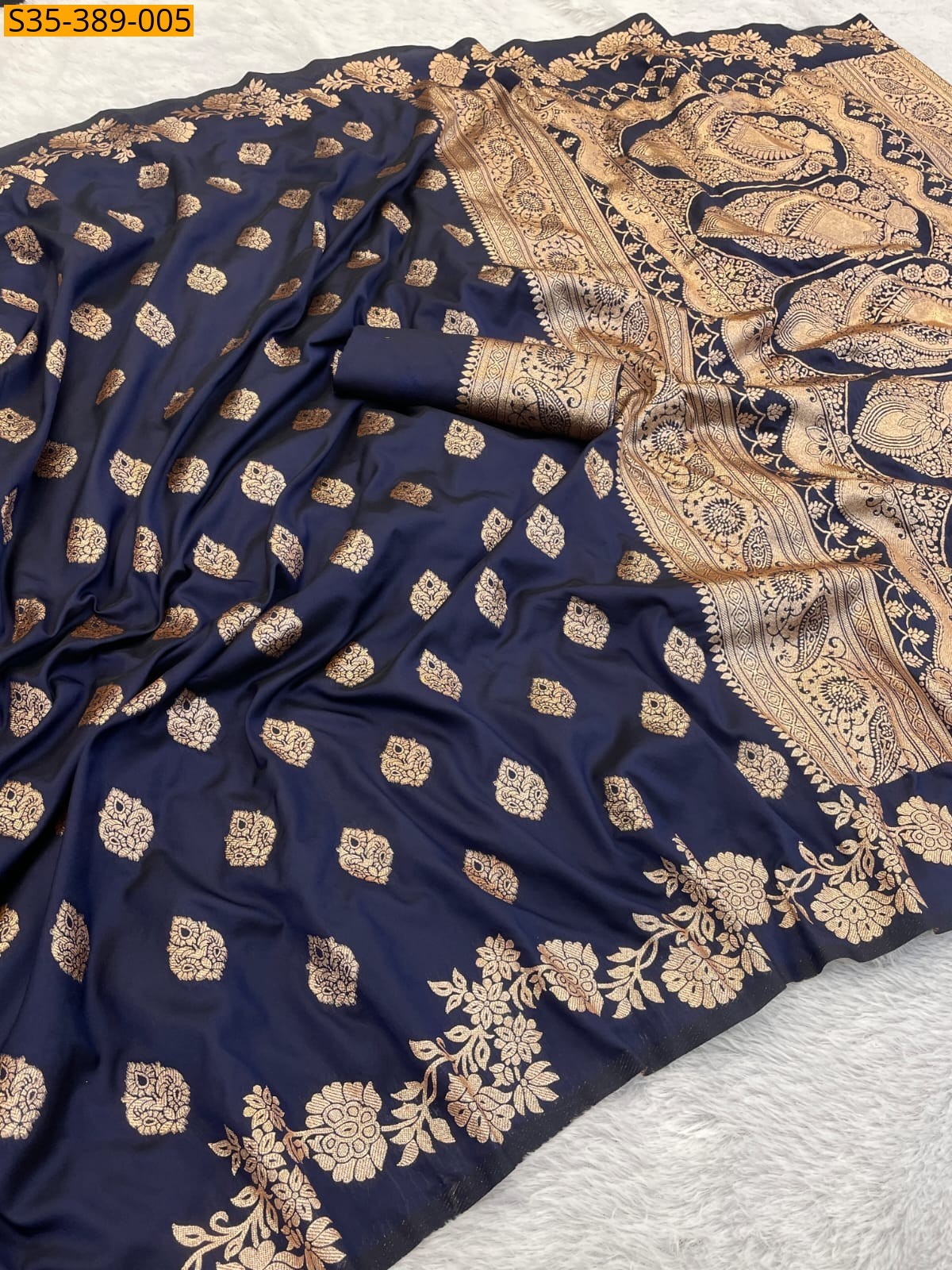 Navy Blue Fancy banarasi silk saree saree