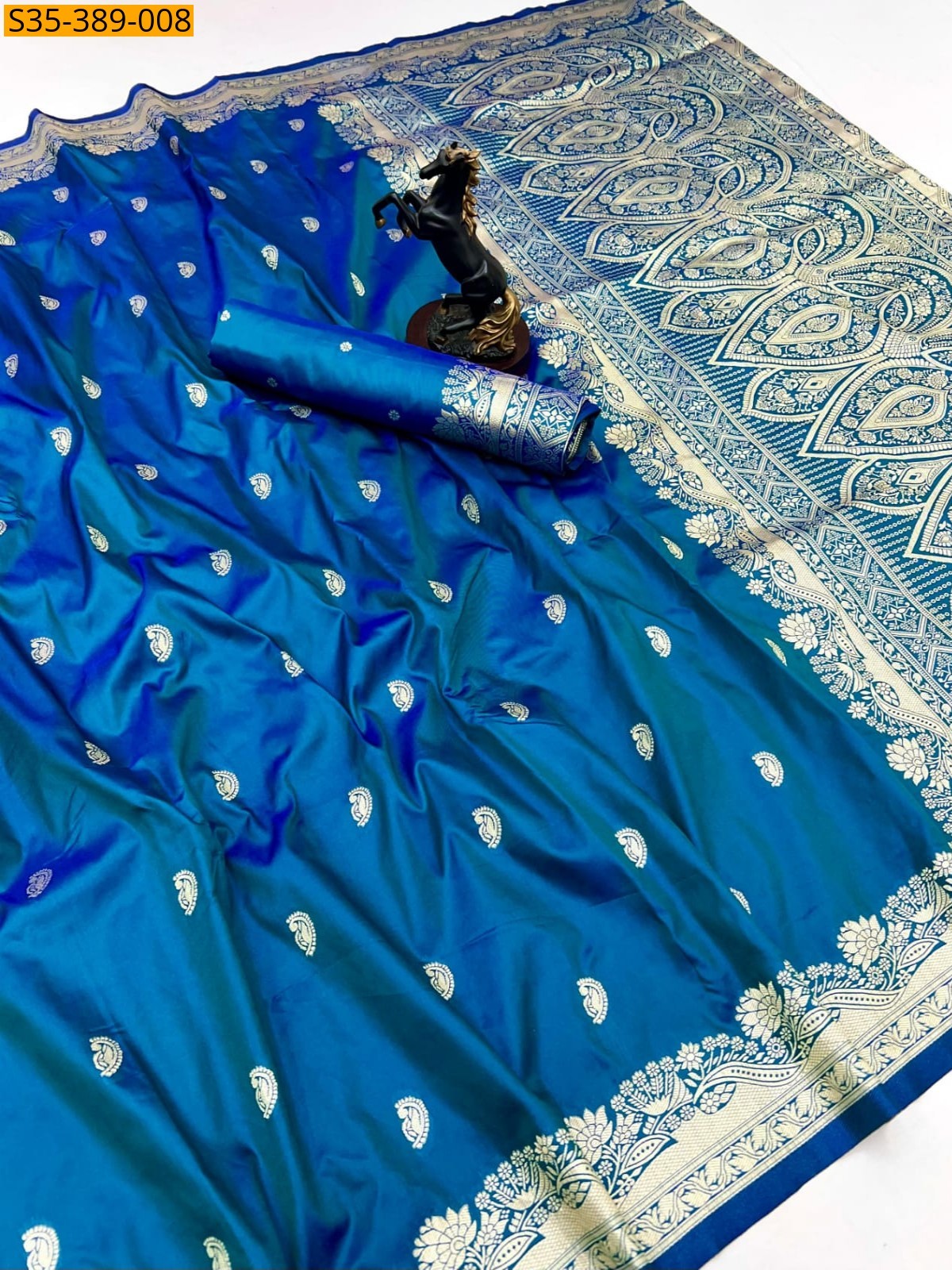 Peacock Blue Fancy banarasi silk saree saree