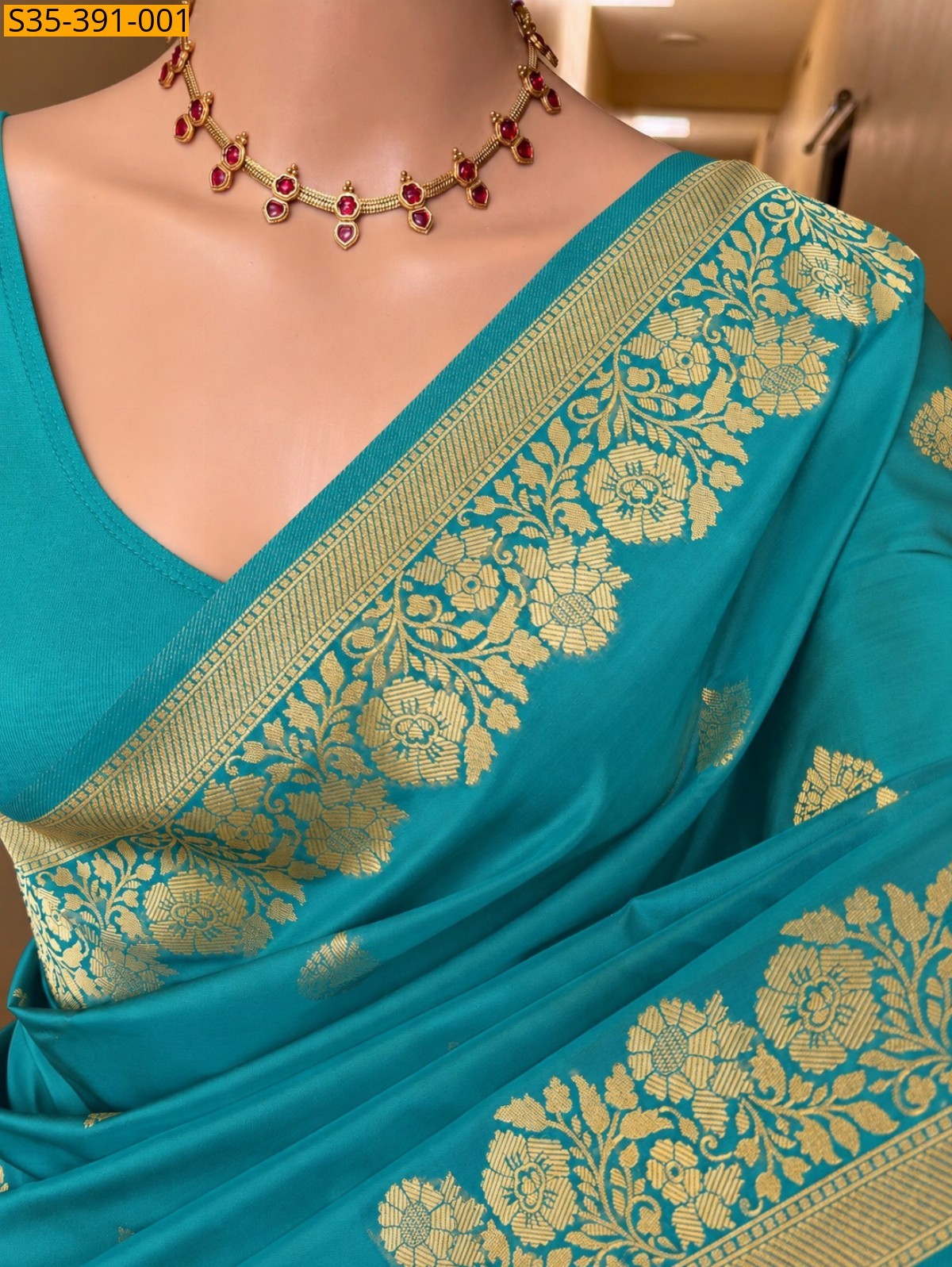 Sky Blue Fancy banarasi silk saree