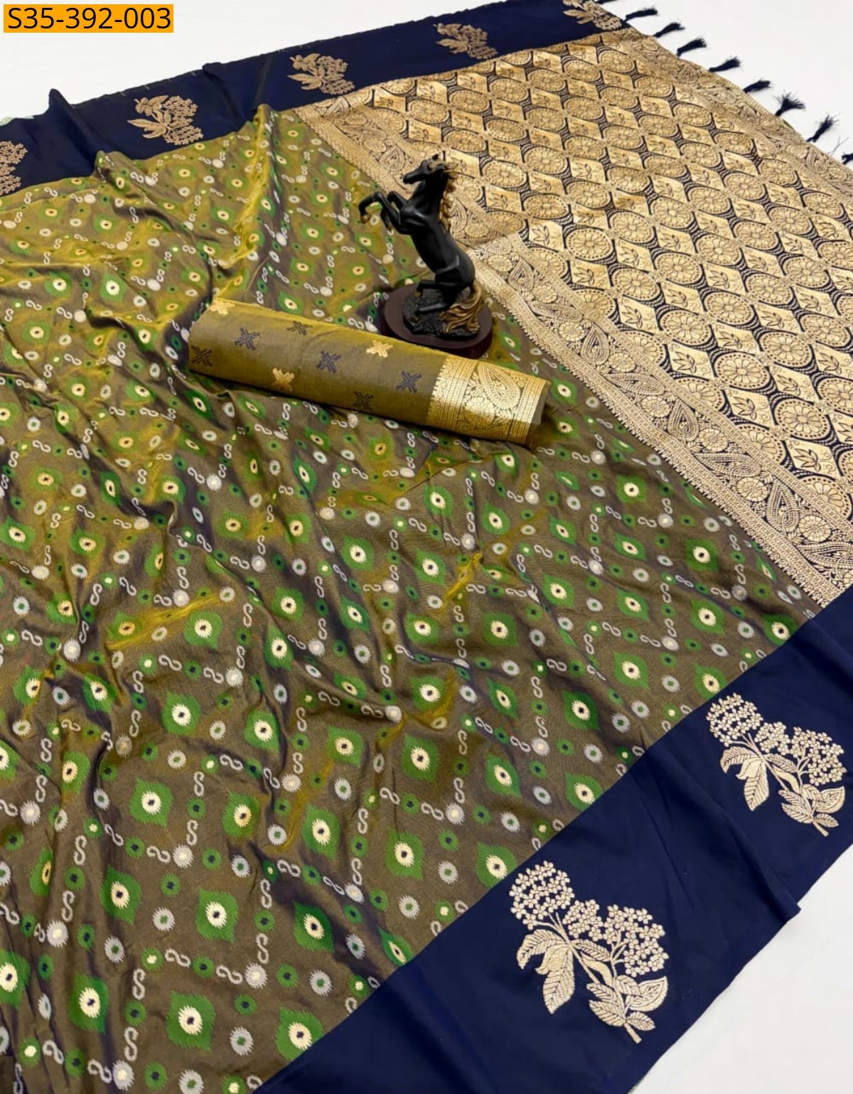Dark green Fancy Mango Silk saree