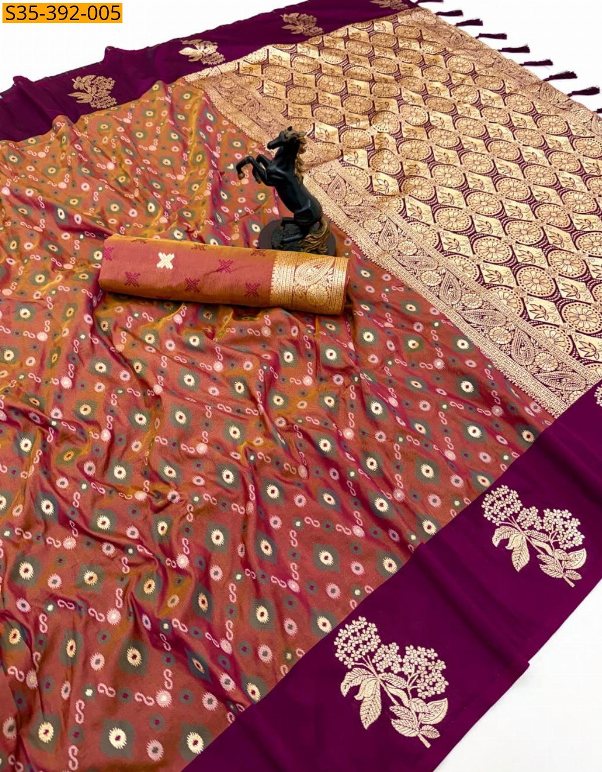 Magenta Fancy Mango Silk saree