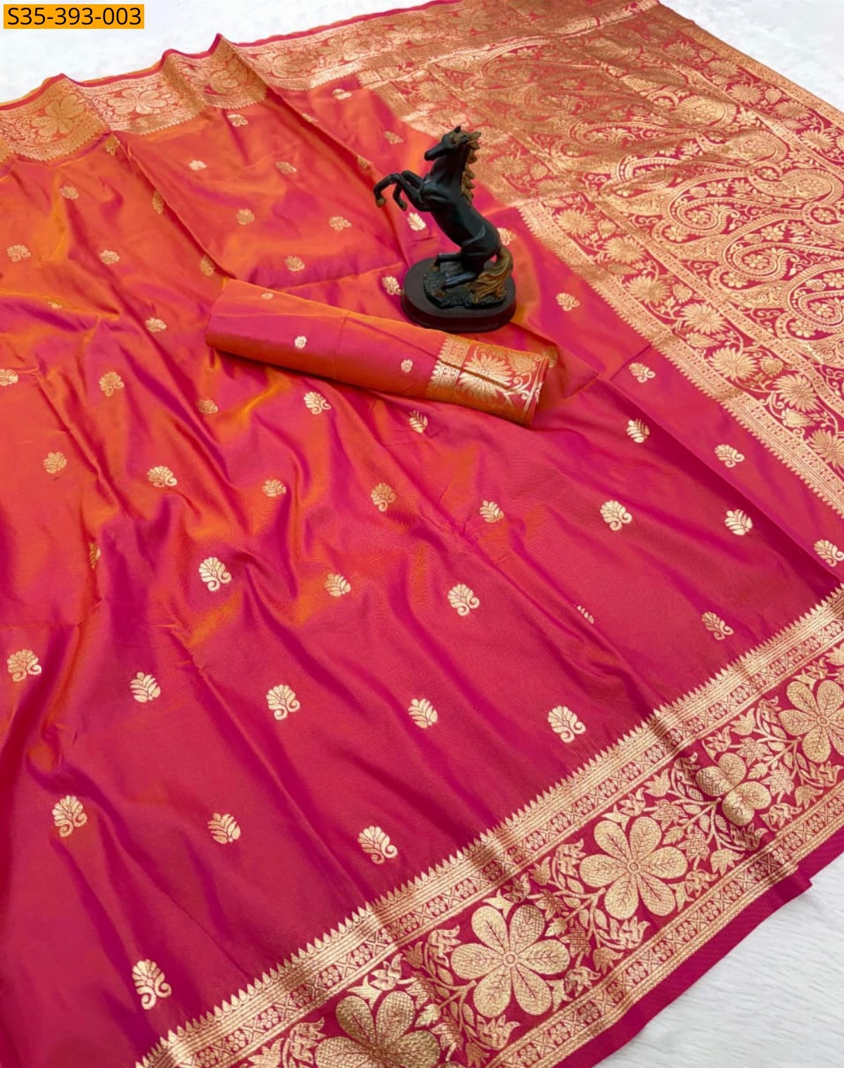 Orange Fancy banarasi silk saree