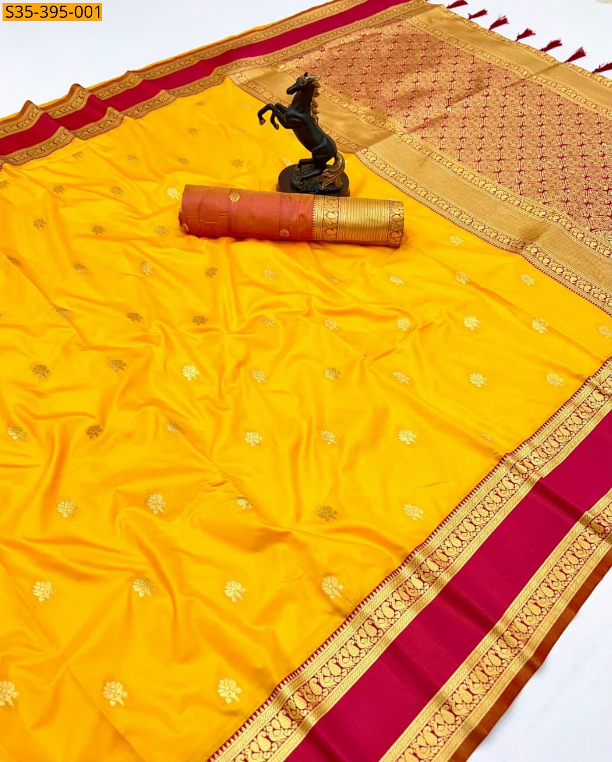 Yellow Fancy Soft Silk Sarees