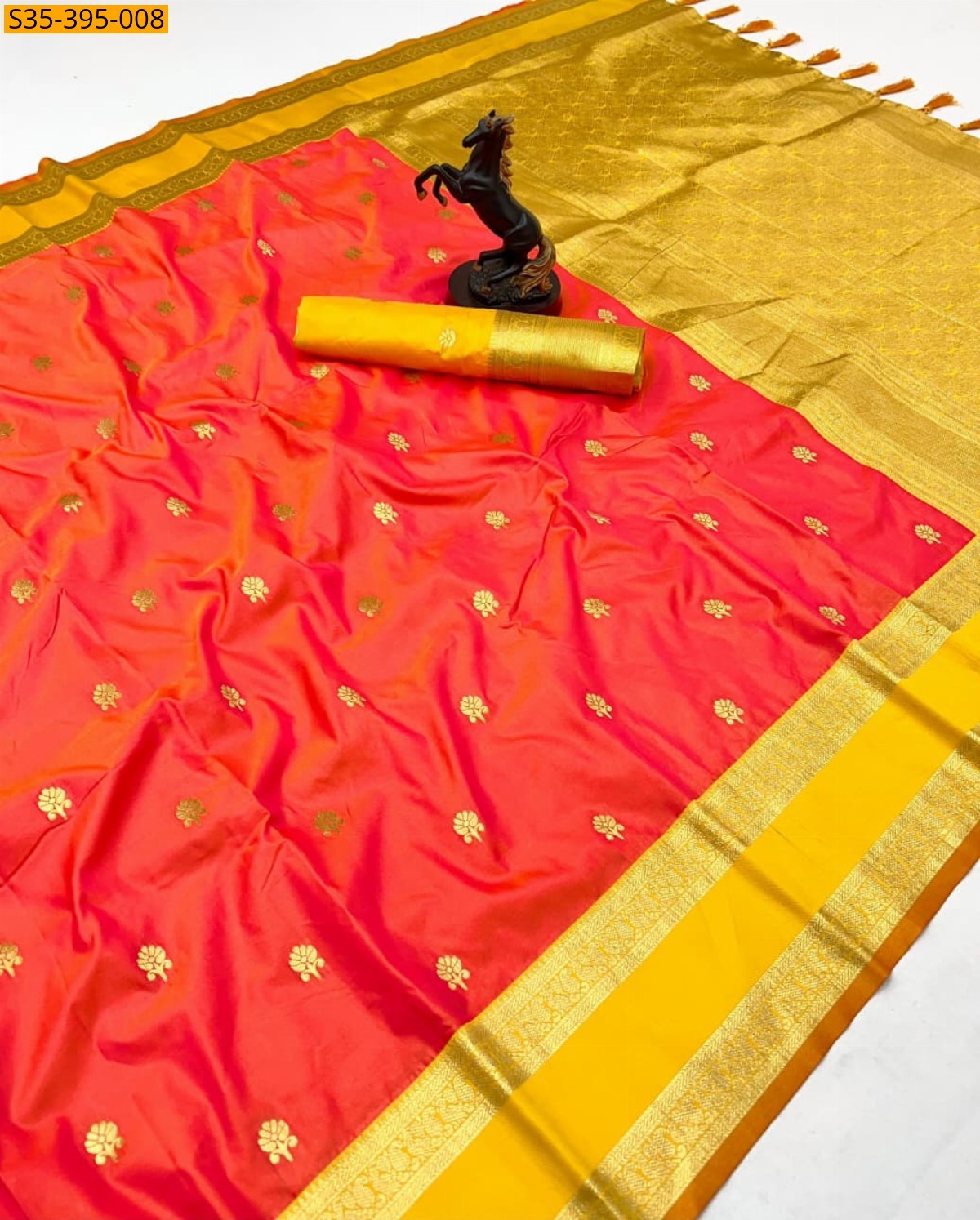 Orange Fancy Soft Silk Sarees