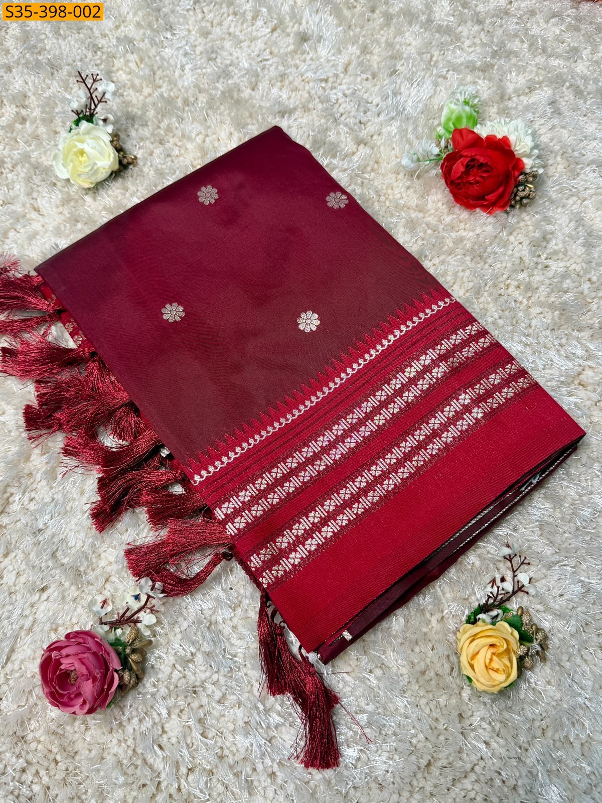 Maroon Fancy Soft Silk Sarees
