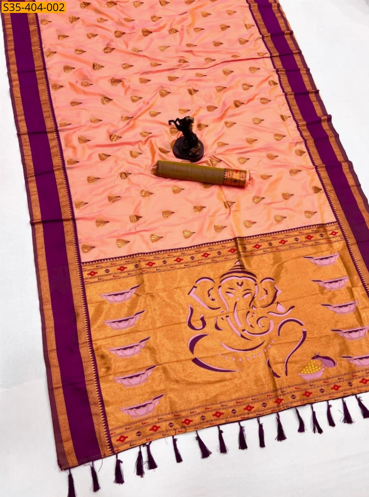 Yellow Fancy Soft Silk Modak Paithani Sarees