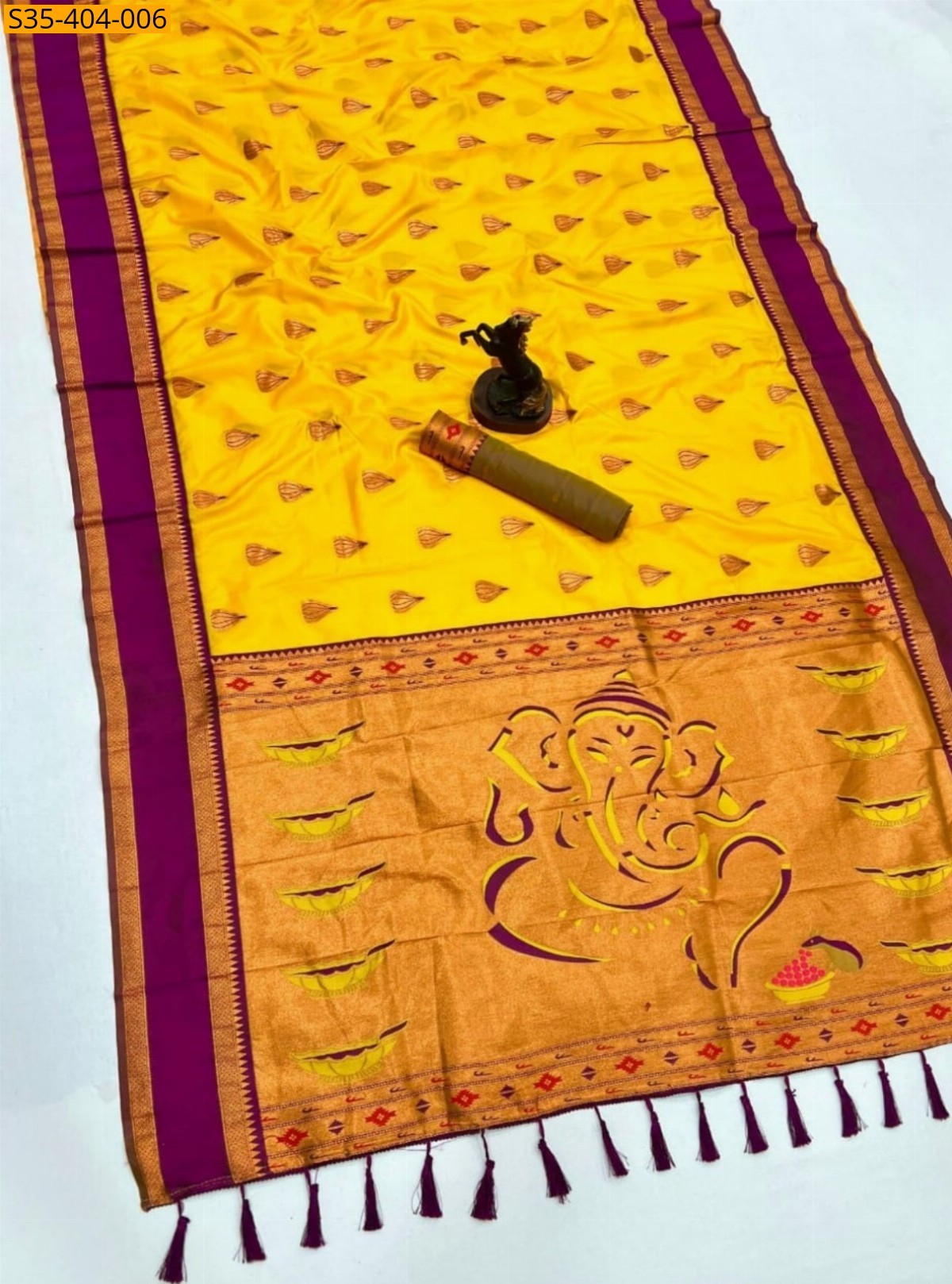 Peach Fancy Soft Silk Modak Paithani Sarees