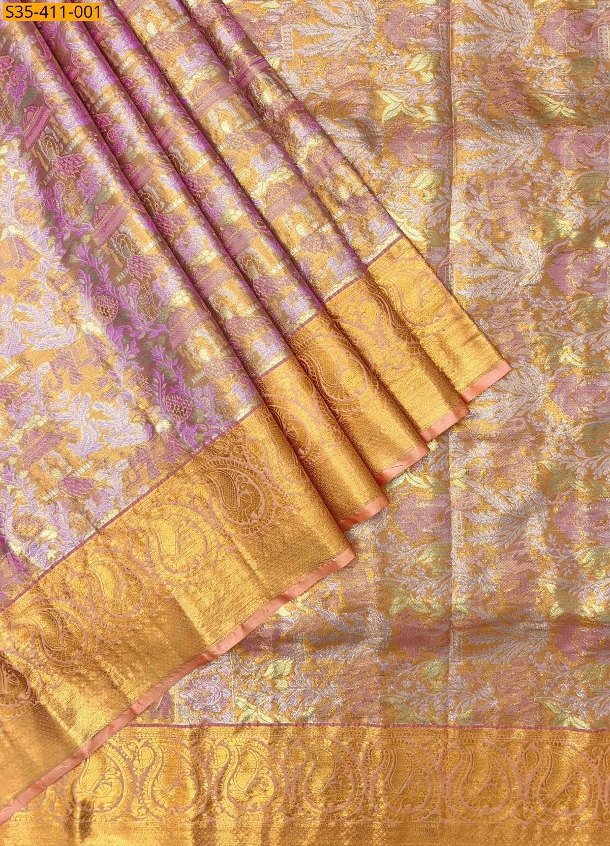 Orange Fancy Kanjivaram Semi Silk Saree