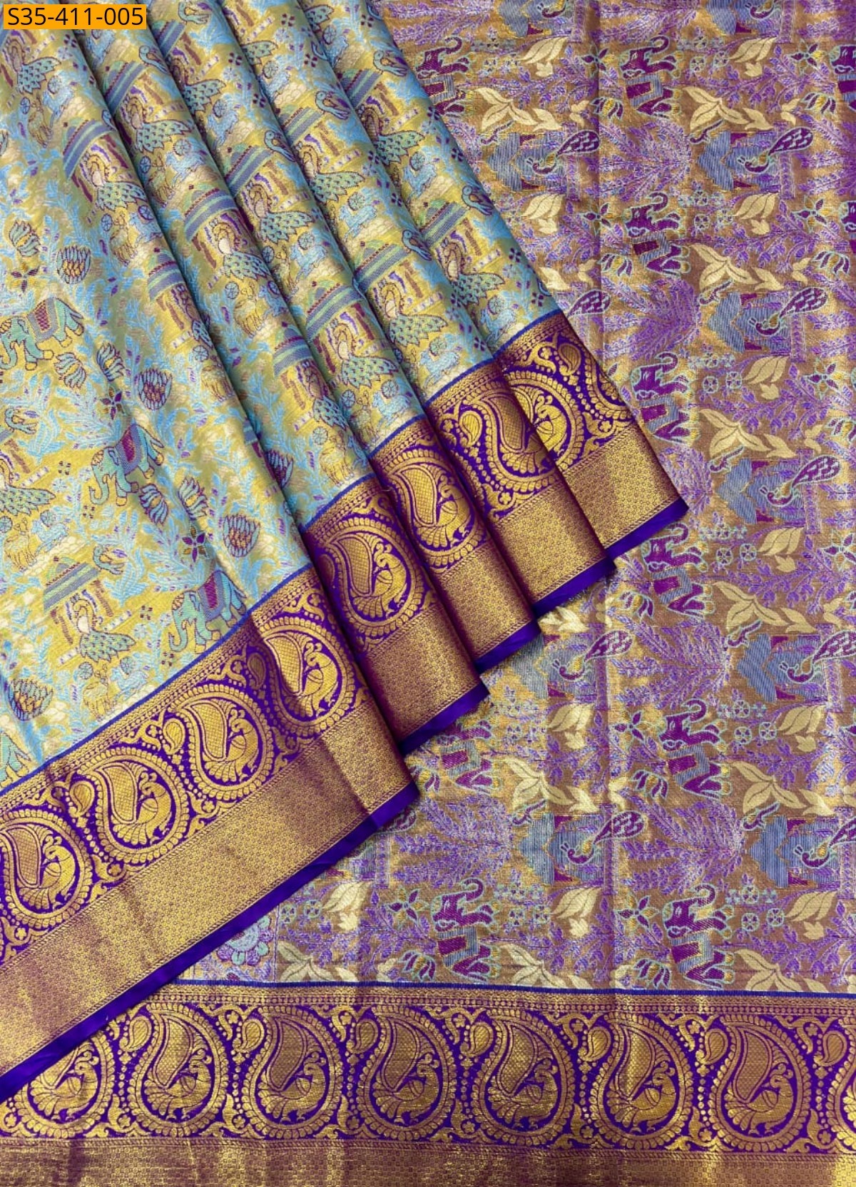 Green Fancy Kanjivaram Semi Silk Saree