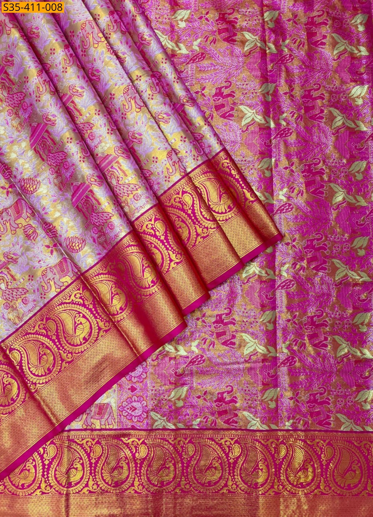 Pink Fancy Kanjivaram Semi Silk Saree