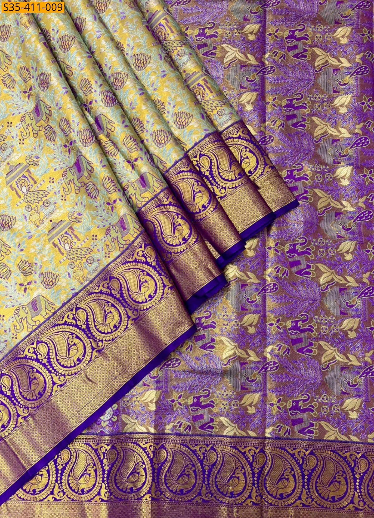 Green Fancy Kanjivaram Semi Silk Saree