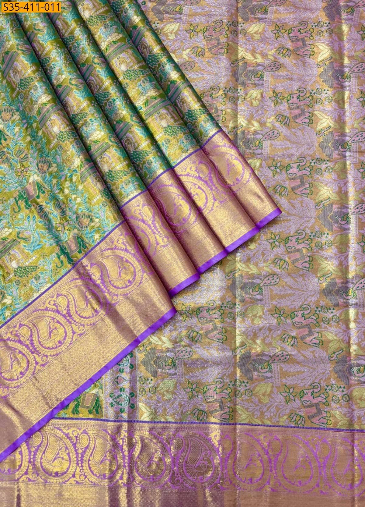 Green Fancy Kanjivaram Semi Silk Saree